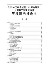 年产50万吨合成氨、80万吨尿素、6万吨三聚氰胺项目环境影响报告书