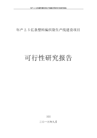 年产2.5亿条塑料编织袋生产线建设项目可行性研究报告（2013年）
