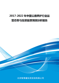 2017-2022年中国公路养护行业运营态势与投资前景预测分析报告.docx