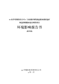 利用高盐废水溶采盐矿制盐回收凝水综合利用项目环境影响报告书