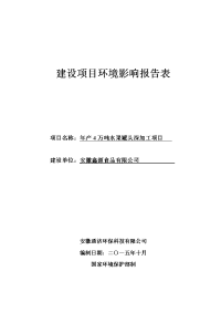 安徽鑫源食品有限公司年产万吨水果罐头深加工项目环境影响报告表