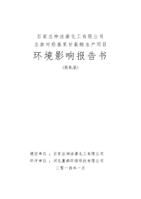 石家庄神洁康化工有限公司左旋对羟基苯甘氨酸生产项目环境影响报告书