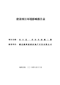 汉口北卓尔生活城二期项目立项环境评估报告表.doc