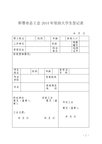 即墨总工会2015年资助大学生登记表