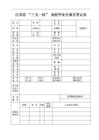 江苏三支一扶高校毕业生报名登记表