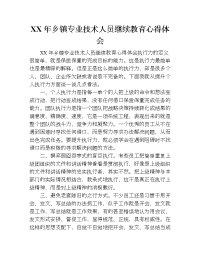 xx年乡镇专业技术人员继续教育心得体会