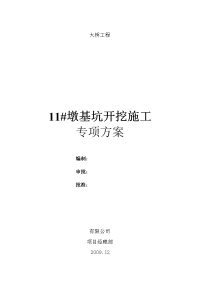 20 主桥11墩开挖施工方案