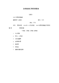 各职能部门费用预算表