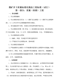 煤矿井下质量标准化精品工程标准（试行）