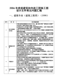 白金级酒店房屋建筑和市政工程施工图设计文件常见问题汇编及表