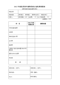 优秀青教师资助计划经费预算表