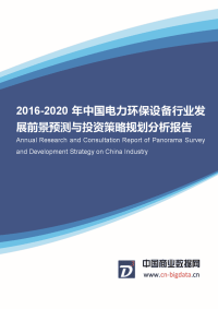 2016-202010年中国电力环保设备行业发展前景预测与投资策略规划分析报告(目录.docx