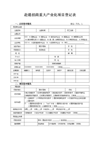 赴港招商重大产业化项目登记表