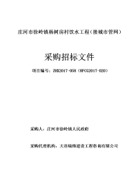 庄河市徐岭镇杨树房村饮水工程（接城市管网）