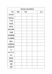 明珠花园客房采购清单