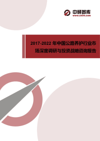 2017-2022年中国公路养护行业市场深度调研与投资战略咨询报告-发展趋势预测(目录).docx