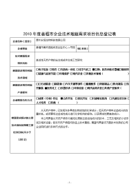 2010年度姜堰市企业技术难题需求项目信息登记表