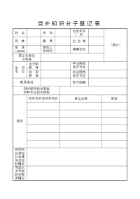 党外知识分子登记表