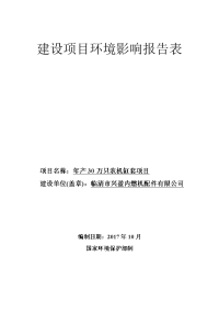 临清市兴盈内燃机配件有限公司年产万只农机缸套项目报告表