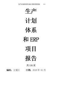 生产计划体系和erp系统项目报告