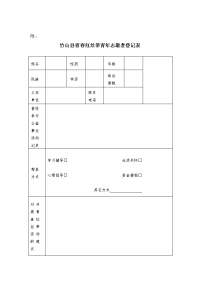 竹山县青春红丝带青年志愿者登记表