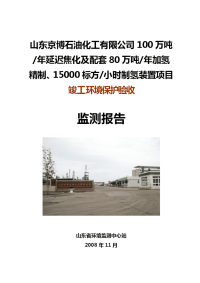 山东京博石油化工有限公司100万吨年延迟焦化及配套80万吨加氢精制、1500标方小时制氢装置项目报告1