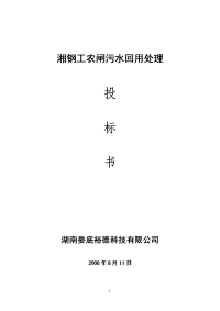 湘钢工农闸中水回用处理投标书