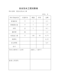 安全饮水工程决算表