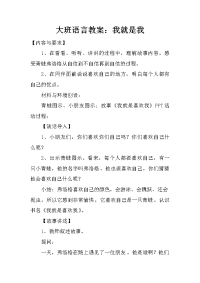 大班语言教案：我就是我