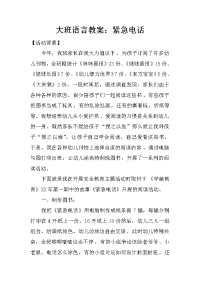 大班语言教案：紧急电话