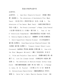 英语文学世界名著书目