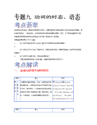 2012届高考英语语法精品学案：专题9 动词的时态和语态