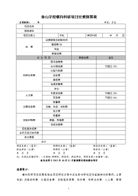 泰山学院横向科研项目经费预算表