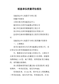 桩基单位质量评估报告