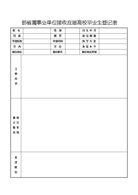 部省属事业单位接收应届高校毕业生登记表