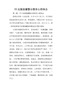 XX反腐倡廉警示教育心得体会