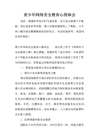 青少年网络安全教育心得体会