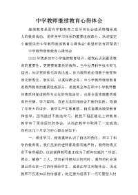 中学教师继续教育心得体会