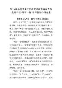 2016年学校安全工作检查考核自查报告与党委书记“两学一做”学习教育心得合集