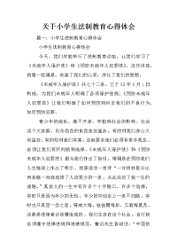 关于小学生法制教育心得体会