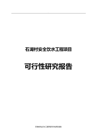 石湖村安全饮水工程项目可行性研究报告