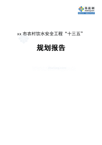 山东农村饮水安全工程“十三五”规划报告