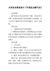 大班安全教案设计《不能乱动煤气灶》