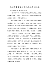 学习安全警示教育心得体会500字