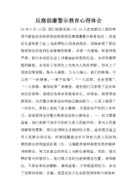 反腐倡廉警示教育心得体会