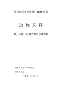 水处理bot项目投标文件第财务方案和融资方案