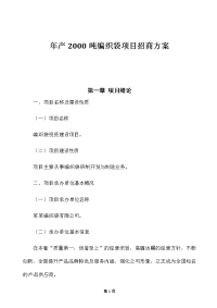 年产2000吨编织袋项目招商方案