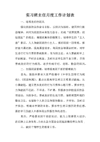 实习班主任月度工作计划表