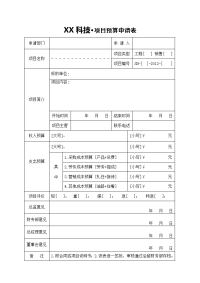 项目预算申请表