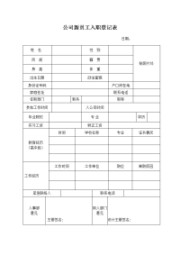 公司新员工入职登记表